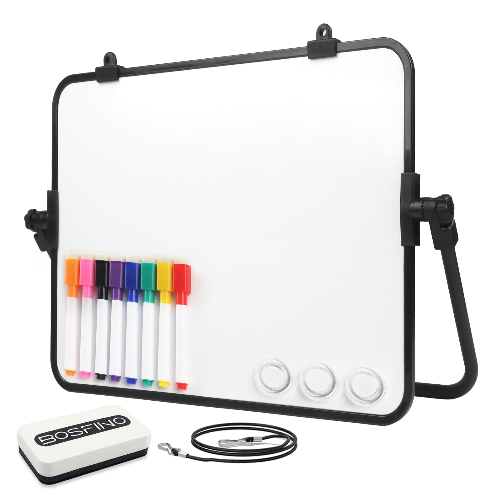 BOSFINO Magnetic Dry Erase Board with Stand,12''x8'' Dry Erase White Boards, Magnetic Desktop Tabletop Whiteboard, Portable Double-Sided White Board Easel for Drawimg, Home, School, Office