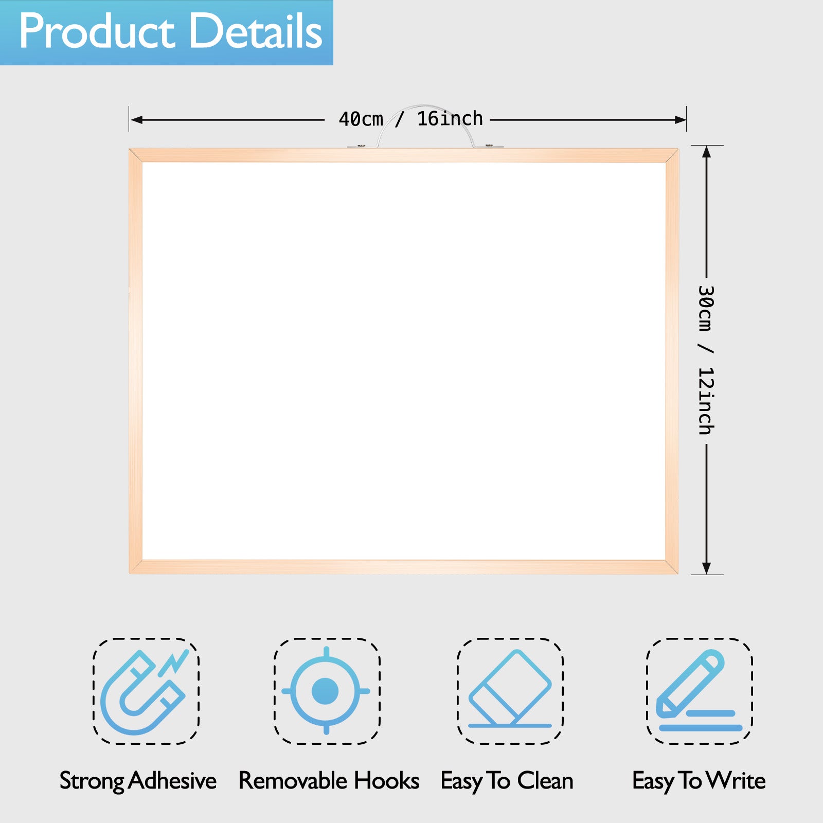 BOSFINO Double-Sided Magnetic Dry Erase Board with a Handle, Gold Aluminum Framed Whiteboard, Portable whiteboard for to Do List, Drawing, School, Home, Office (30cm x 40cm, Gold)