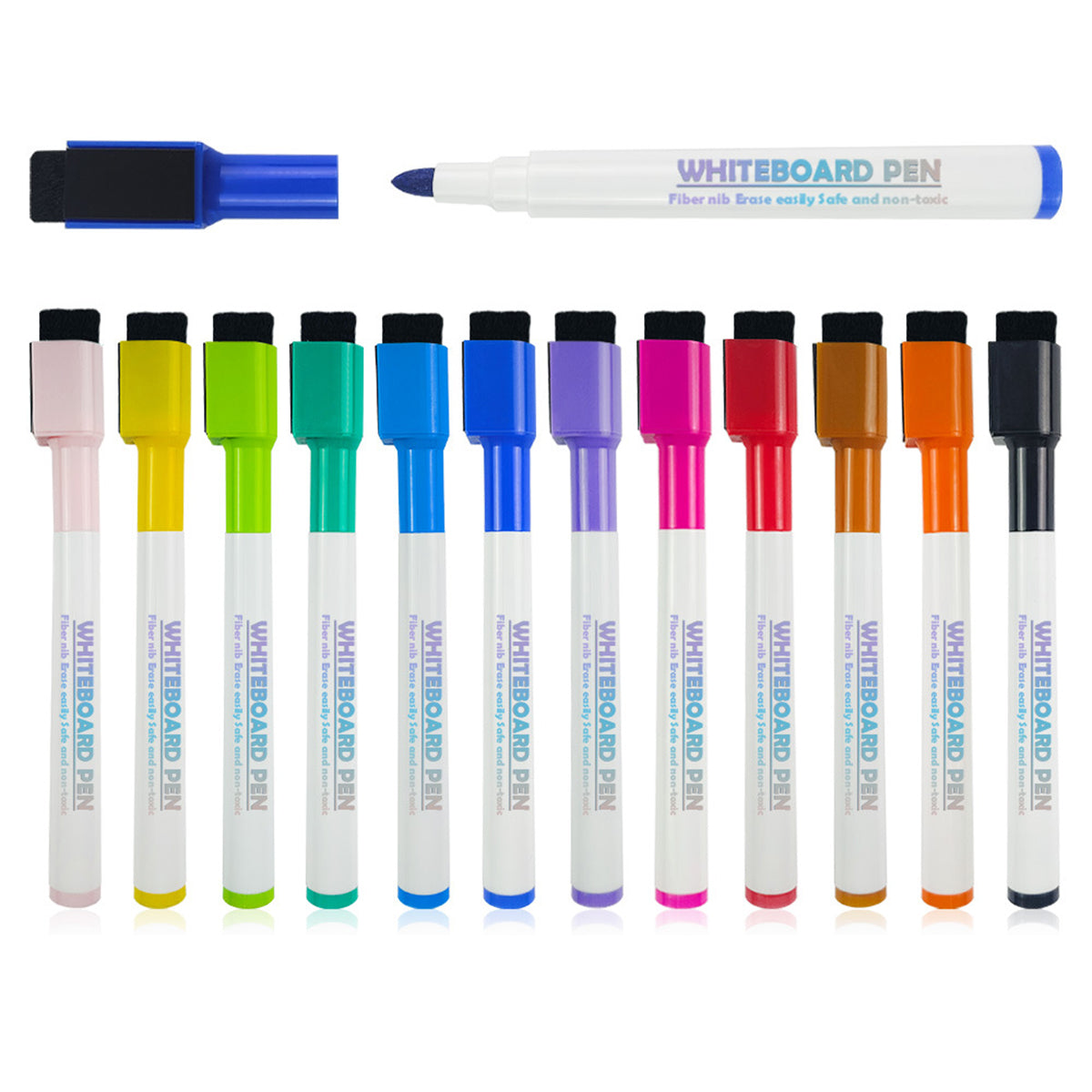 Magnetic Dry Wipe Pens Dry Erase Markers With Eraser Cap Low Odor Fine Tip Whiteboard Pens Pack of 50