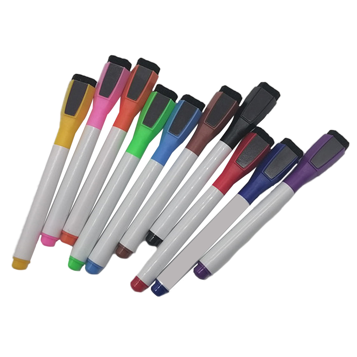 Magnetic Dry Wipe Pens Dry Erase Markers With Eraser Cap Low Odor Fine Tip Whiteboard Pens Pack of 10