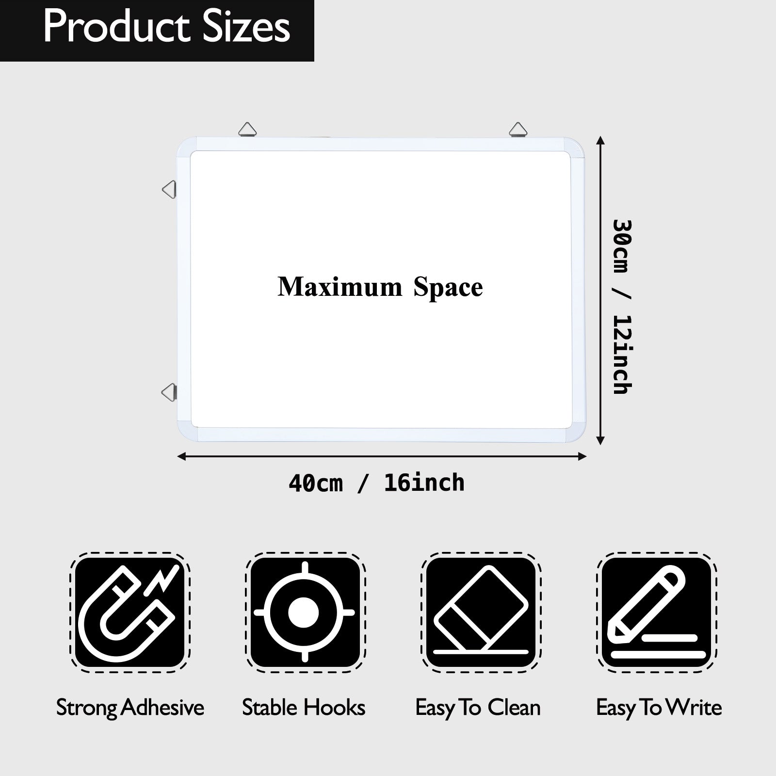 BOSFINO Dry Erase Whiteboard, A3 Size Magnetic White Board with 8 Marker, White Frame (40cm x 30cm)