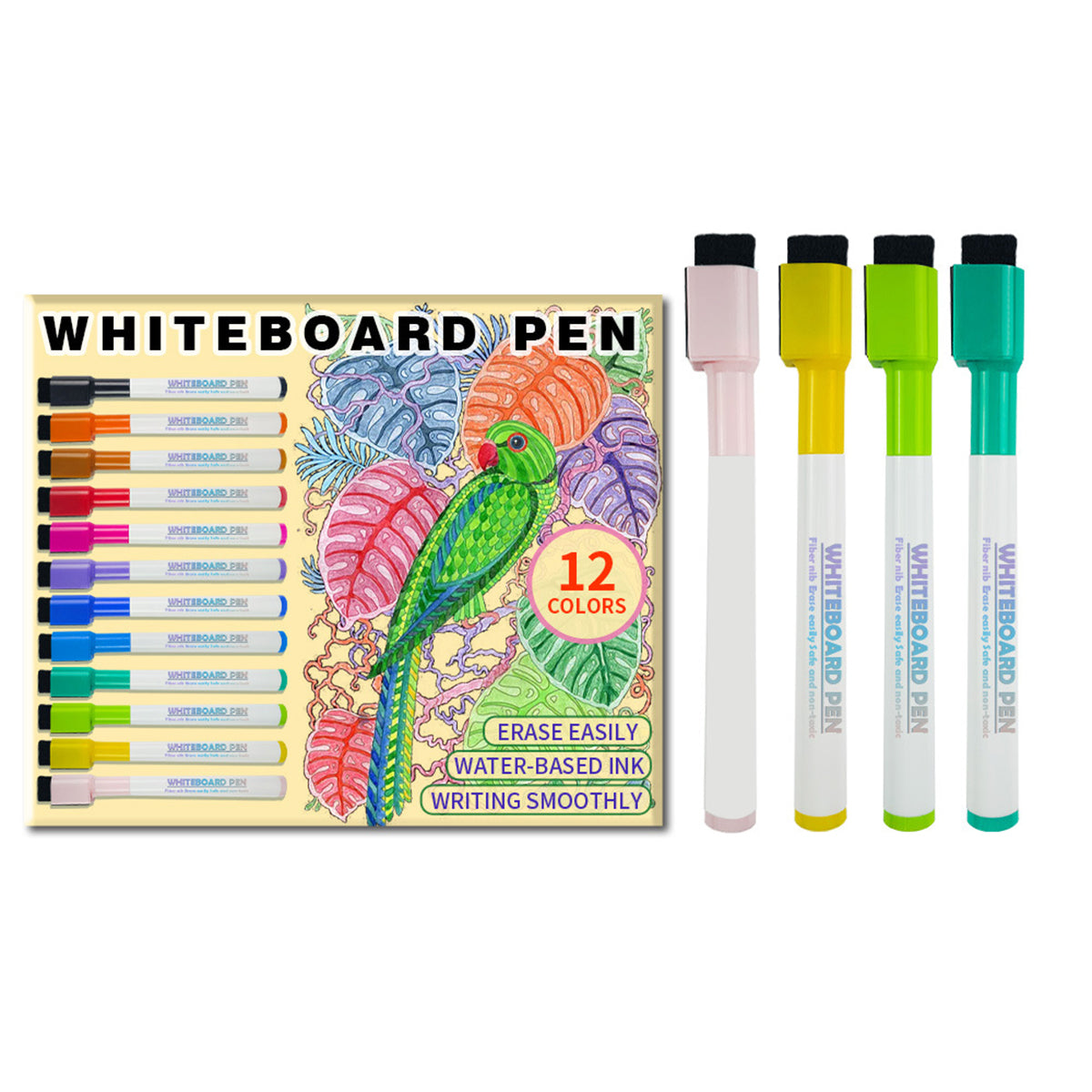 Magnetic Dry Wipe Pens Dry Erase Markers With Eraser Cap Low Odor Fine Tip Whiteboard Pens Pack of 50