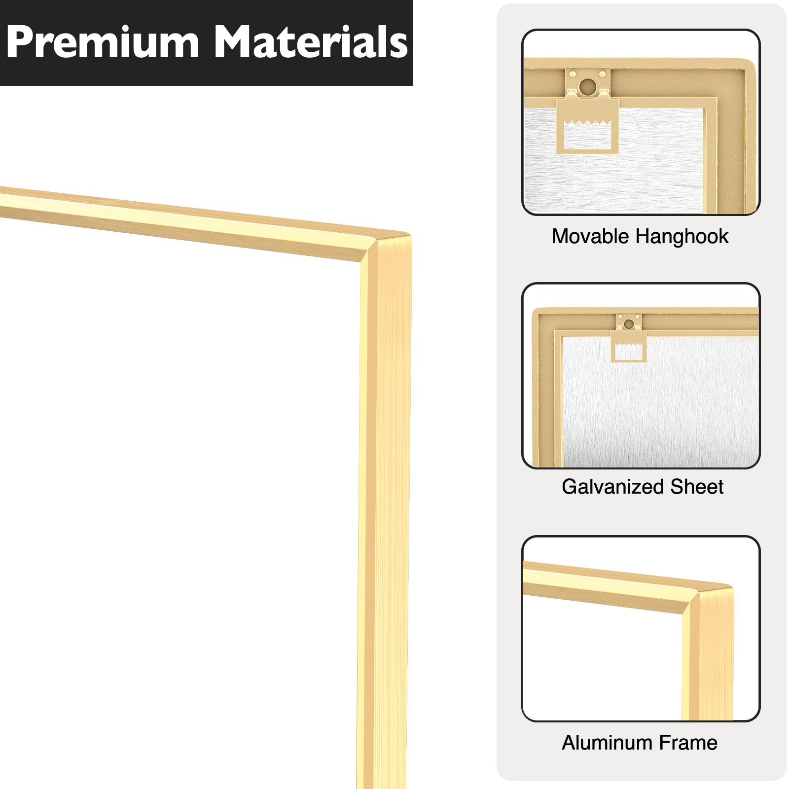 BOSFINO Double-Sided Magnetic Dry Erase Board with a Handle, Gold Aluminum Framed Whiteboard, Portable whiteboard for to Do List, Drawing, School, Home, Office (30cm x 40cm, Gold)