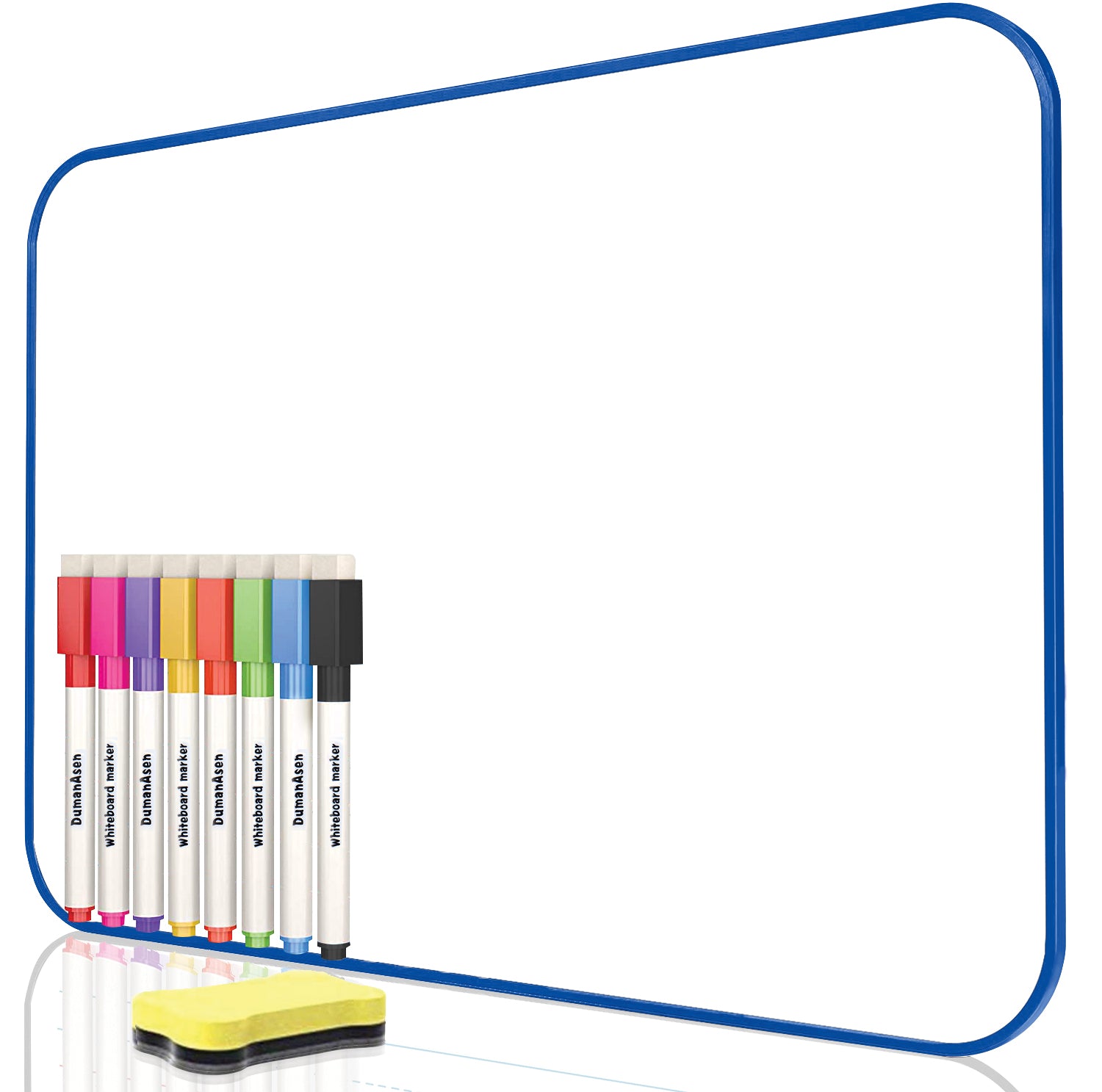 Dry Erase Whiteboard, BOSFINO Double Sided White Board with Dry Erase Pens and Eraser for Children or School, Home, Office, Remote Learning (Blue, 30cm*21cm)