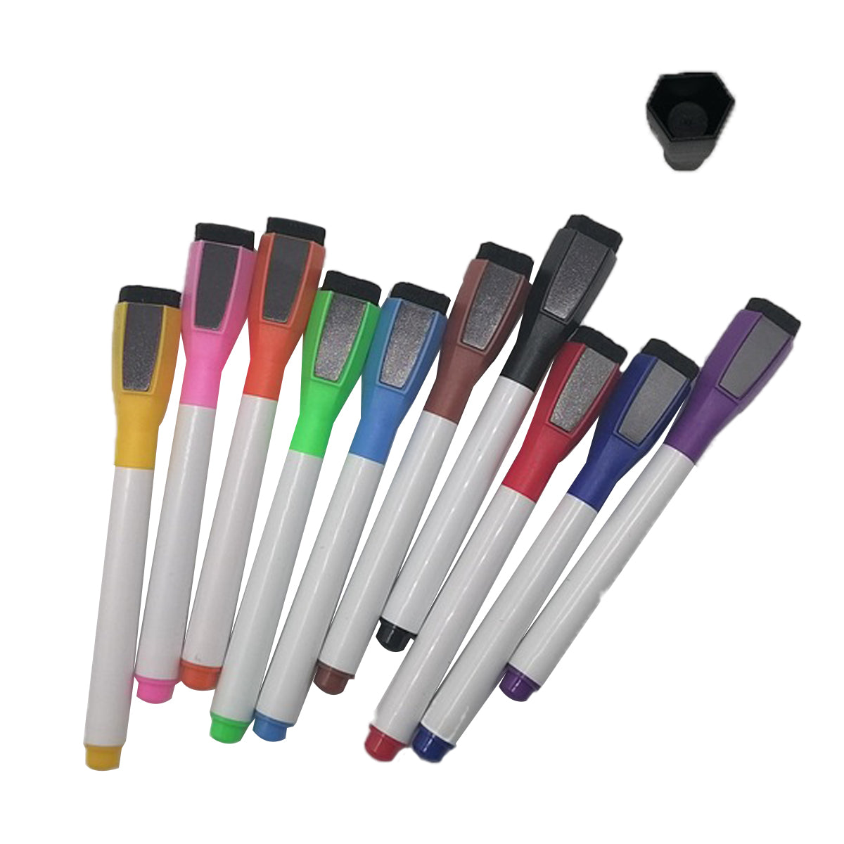 Magnetic Dry Wipe Pens Dry Erase Markers With Eraser Cap Low Odor Fine Tip Whiteboard Pens Pack of 10