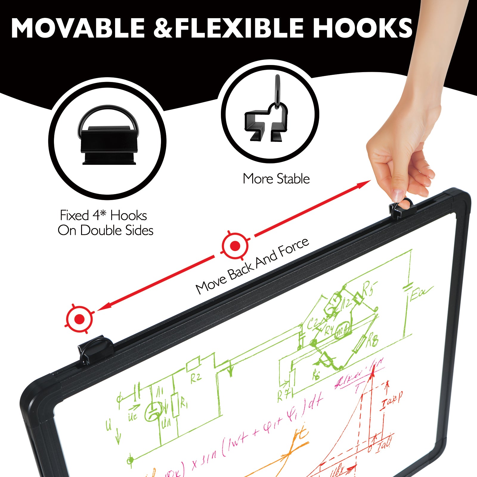 Dry Erase White Board 12" x 16" Magnetic Hanging Whiteboard for Wall Portable Mini Double Sided Easel Hold in Hand for Kids Drawing, Kitchen Grocery List, Memo Board