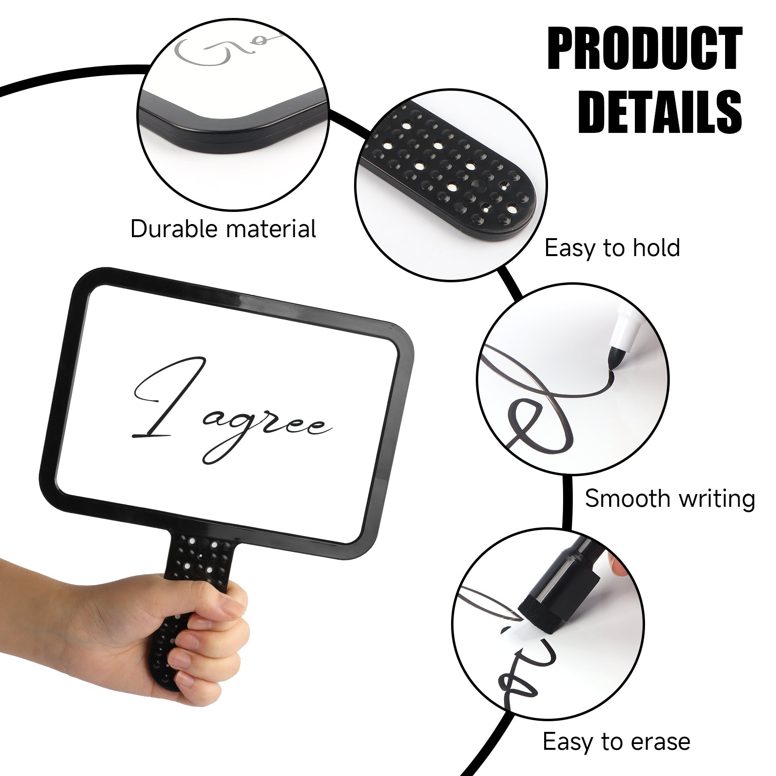 A5 Size Double Sided Dry Erase Answer Paddle, 6''X 8'' Dry Erase Board, Handheld Whiteboard, Signs Auction Paddles for Home School and Office - 15cm x 21cm