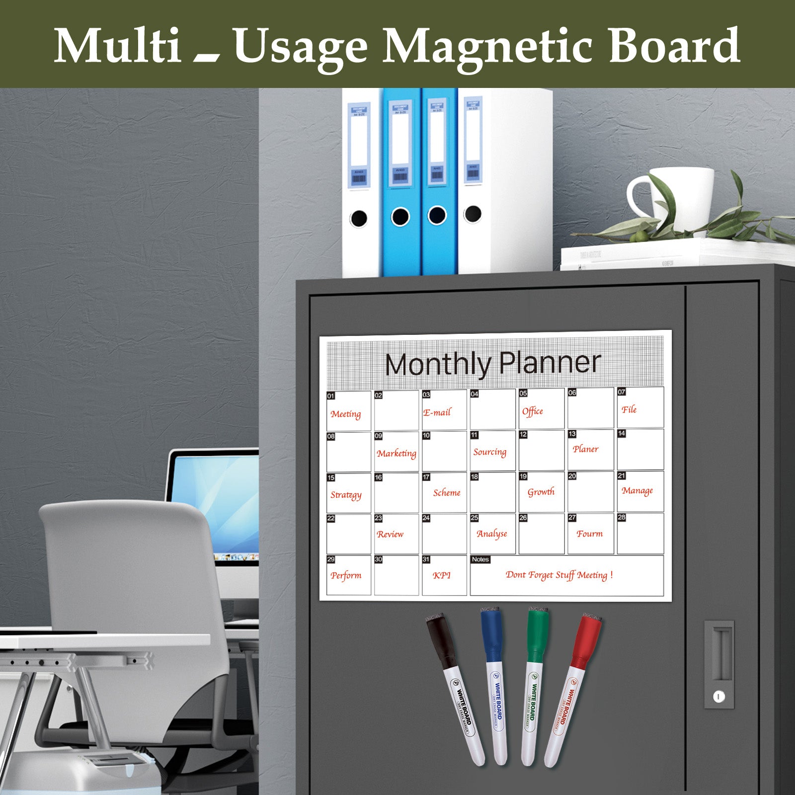 Fridge Calendar Magnetic Dry Erase Calendar Whiteboard Calendar, Meal Planner for Refrigerator,16 x 12 Inches (Monthly Planner)