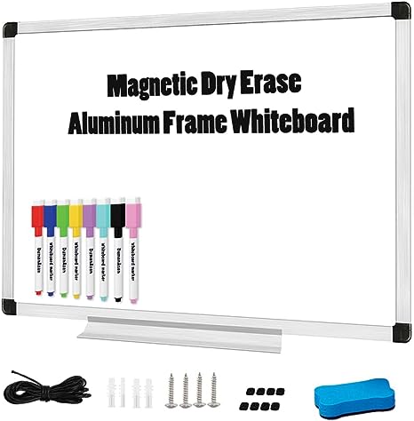 BOSFINO Large Dry Erase Whiteboard, 16"x24" Magnetic Dry Erase White Board for Wall, Portable Aluminum Frame Whiteboard for Office, Home, Kitchen, School (Sliver)