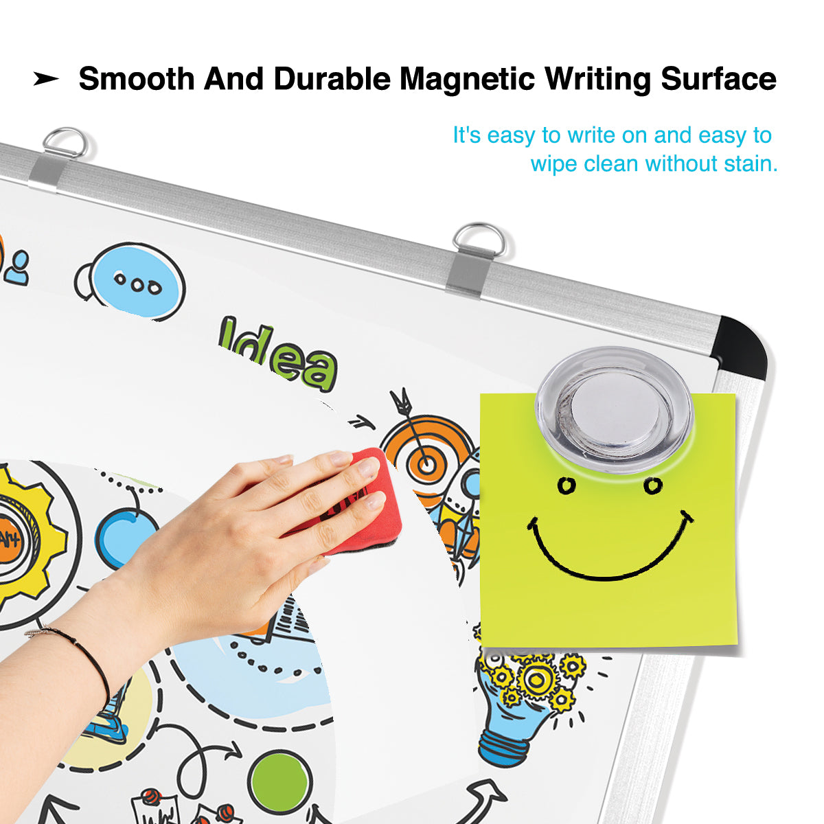 BOSFINO Ultra-Thin Double-Sided Whiteboard, 16"x12" Magnetic Dry Erase Whiteboard for Wall, Protective Angle with Aluminum Frame,Perfect for School, Home, Office