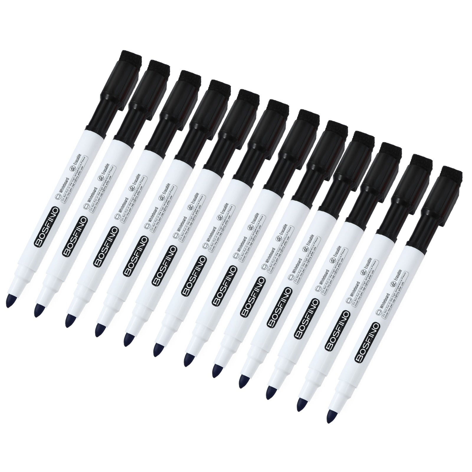 Dry Erase Markers, 12 Pcs Black Magnetic Whiteboard Markers with Erase, Fine Point Dry Erase Markers Perfect For Writing on Whiteboards, Dry Erase Boards