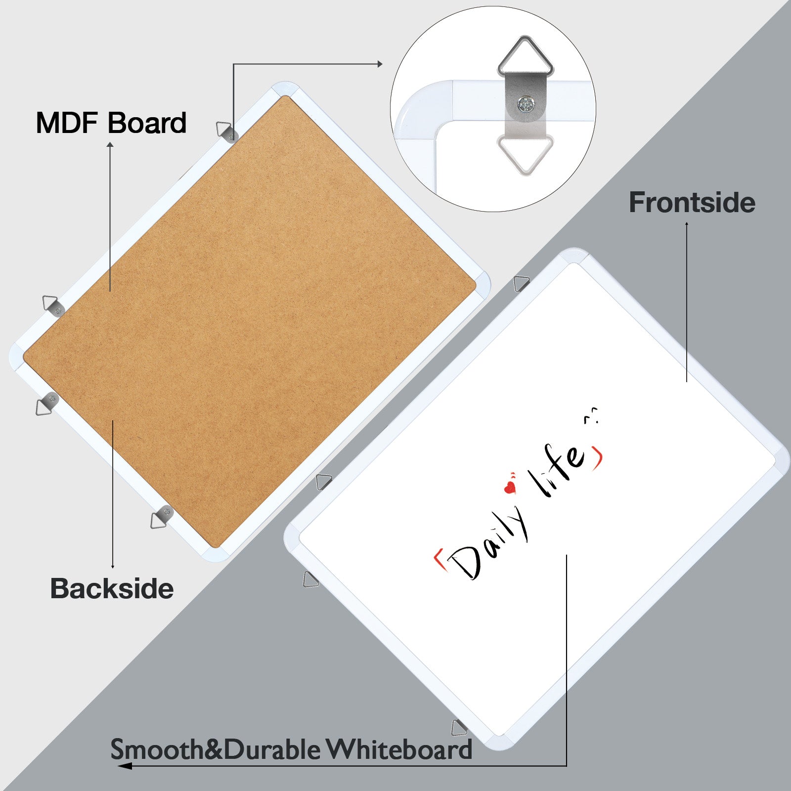 BOSFINO Dry Erase Whiteboard, A3 Size Magnetic White Board with 8 Marker, White Frame (40cm x 30cm)