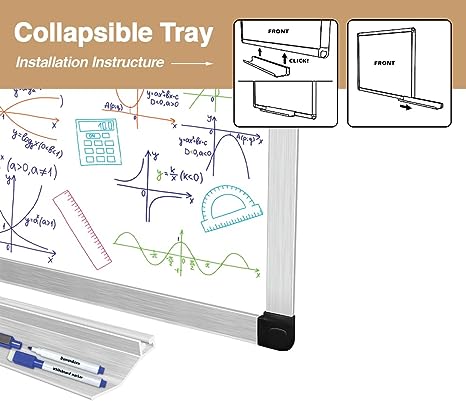 BOSFINO Large Dry Erase Whiteboard, 16"x24" Magnetic Dry Erase White Board for Wall, Portable Aluminum Frame Whiteboard for Office, Home, Kitchen, School (Sliver)