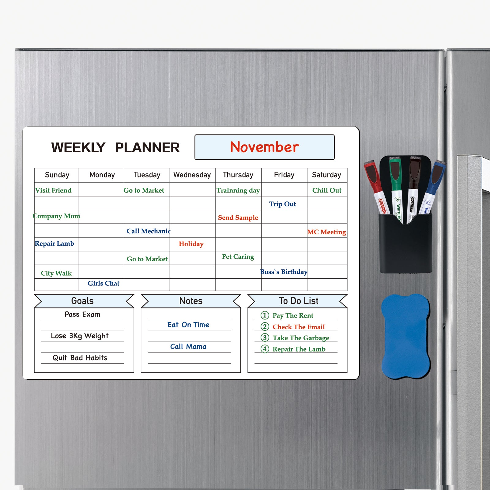 Fridge Calendar Magnetic Dry Erase Calendar Whiteboard Calendar, Meal Planner for Refrigerator,16 x 12 Inches (Monthly Planner)