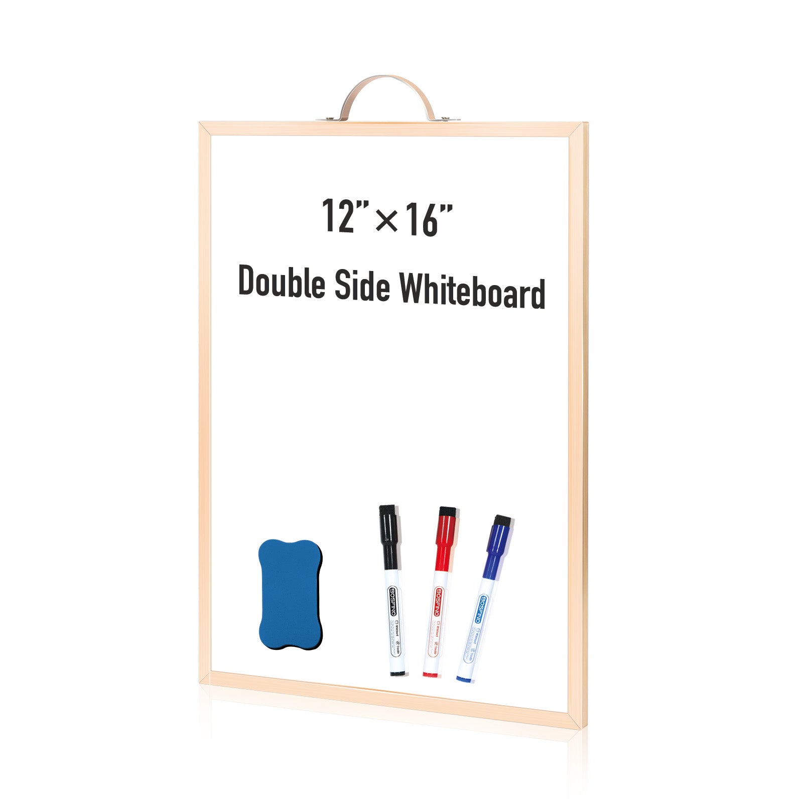 BOSFINO Double-Sided Magnetic Dry Erase Board with a Handle, Gold Aluminum Framed Whiteboard, Portable whiteboard for to Do List, Drawing, School, Home, Office (30cm x 40cm, Gold)