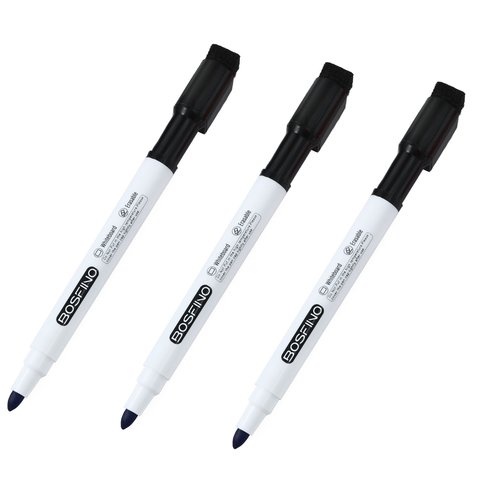 Dry Erase Markers, 3 Pcs Black Magnetic Whiteboard Markers with Erase, Fine Point Dry Erase Markers Perfect For Writing on Whiteboards, Dry Erase Boards