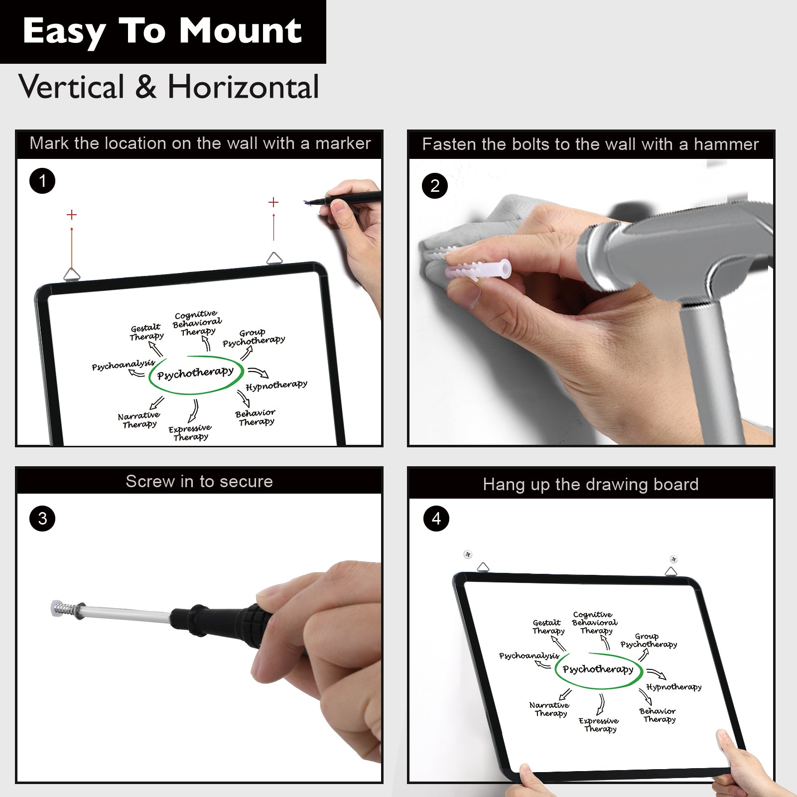 BOSFINO Dry Erase Whiteboard, A3 Size Magnetic White Board with 8 Marker, (40cm x 30cm)