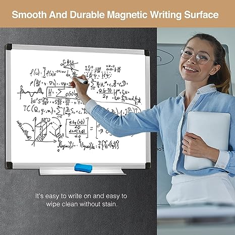 BOSFINO Large Dry Erase Whiteboard, 16"x24" Magnetic Dry Erase White Board for Wall, Portable Aluminum Frame Whiteboard for Office, Home, Kitchen, School (Sliver)