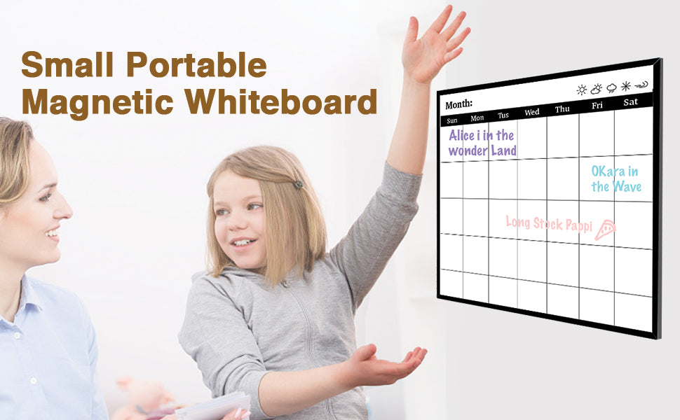 BOSFINO Monthly Calendar Dry Erase Whiteboard for Wall, 16"x16" Magnetic Haing Board with Black Aluminum Frame, Perfect for Home, School,Office