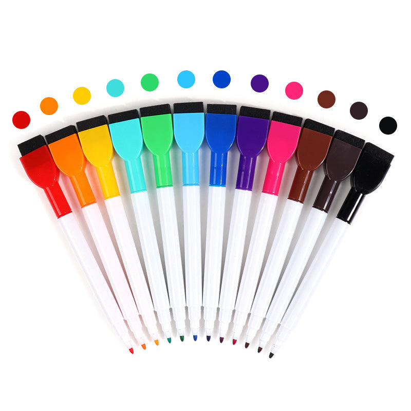 Magnetic Dry Wipe Pens Dry Erase Markers With Eraser Cap Low Odor Fine Tip Whiteboard Pens