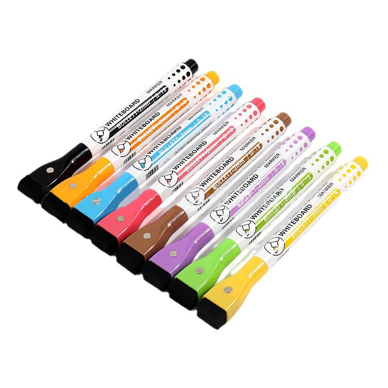 Magnetic Dry Wipe Pens Dry Erase Markers With Eraser Cap Low Odor Fine Tip Whiteboard Pens Pack of 8