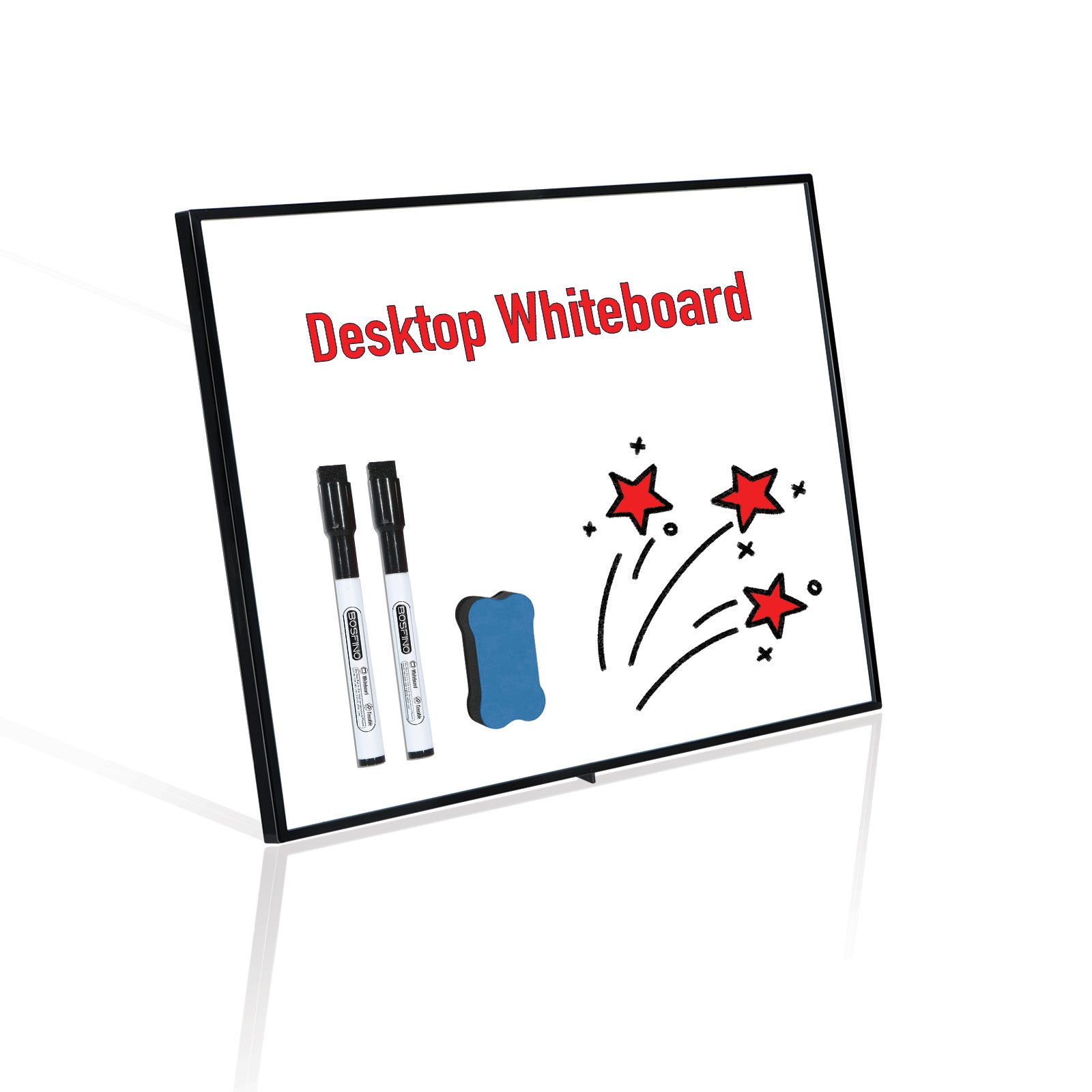 BOSFINO Dry Erase Whiteboard with Stand, Small Magnetic Desktop Whiteboard, with 2 Pen and 1 Eraser, Portable Whiteboard for School, Home, Office