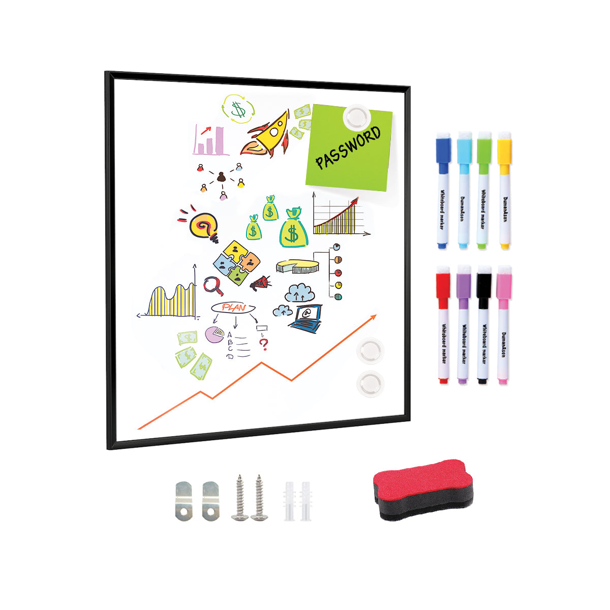 BOSFINO Small Dry Erase Whiteboard, 16"x16" Magnetic Hanging Dry Erase Whiteboard for Wall, Portable for Home, School,Office, Aluminum Frame