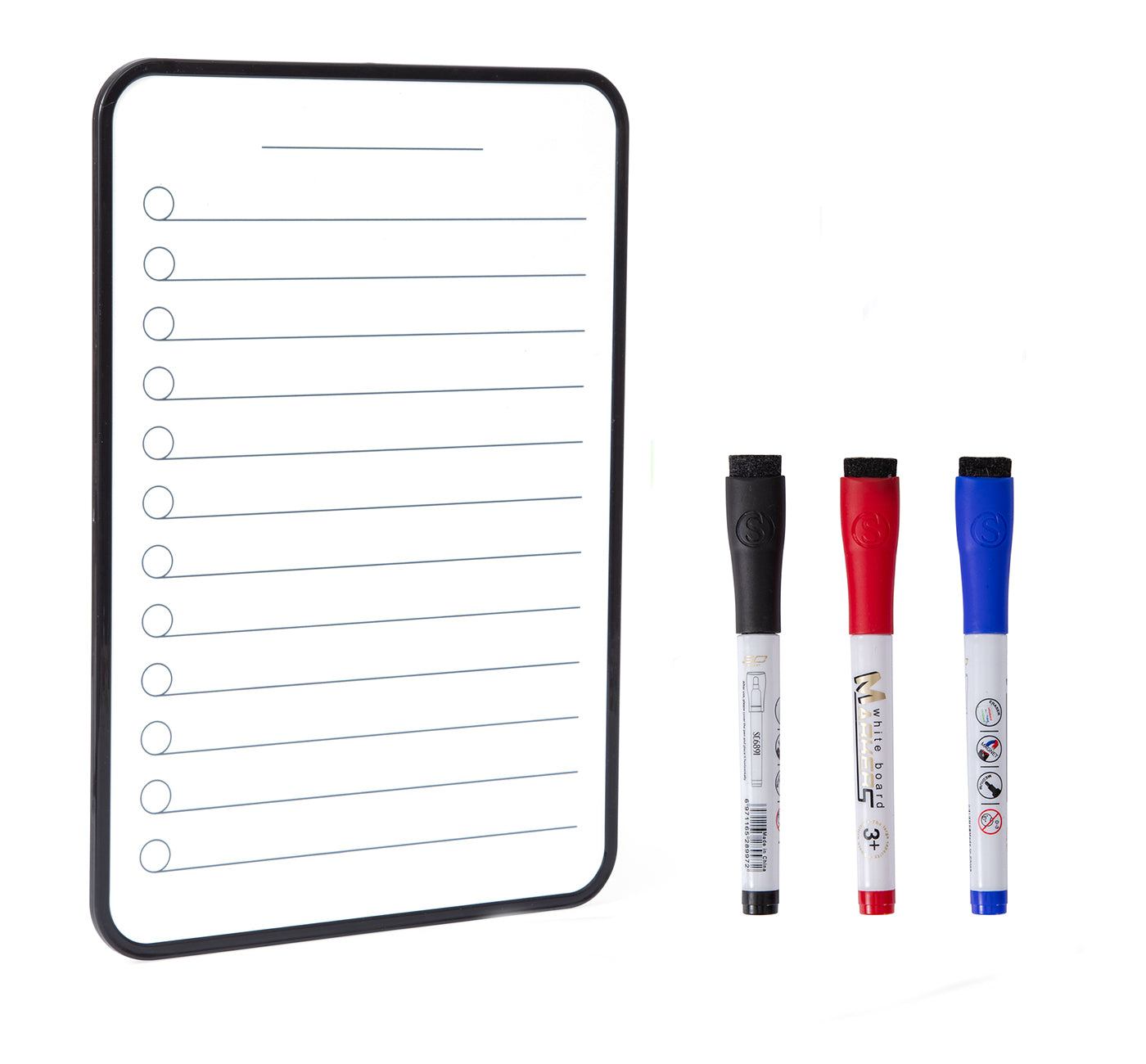 Dry Erase White Board, BOSFINO Double Sided Whiteboard for Home, School, Office, with 3 pcs Dry Erase Marker - A4 Size