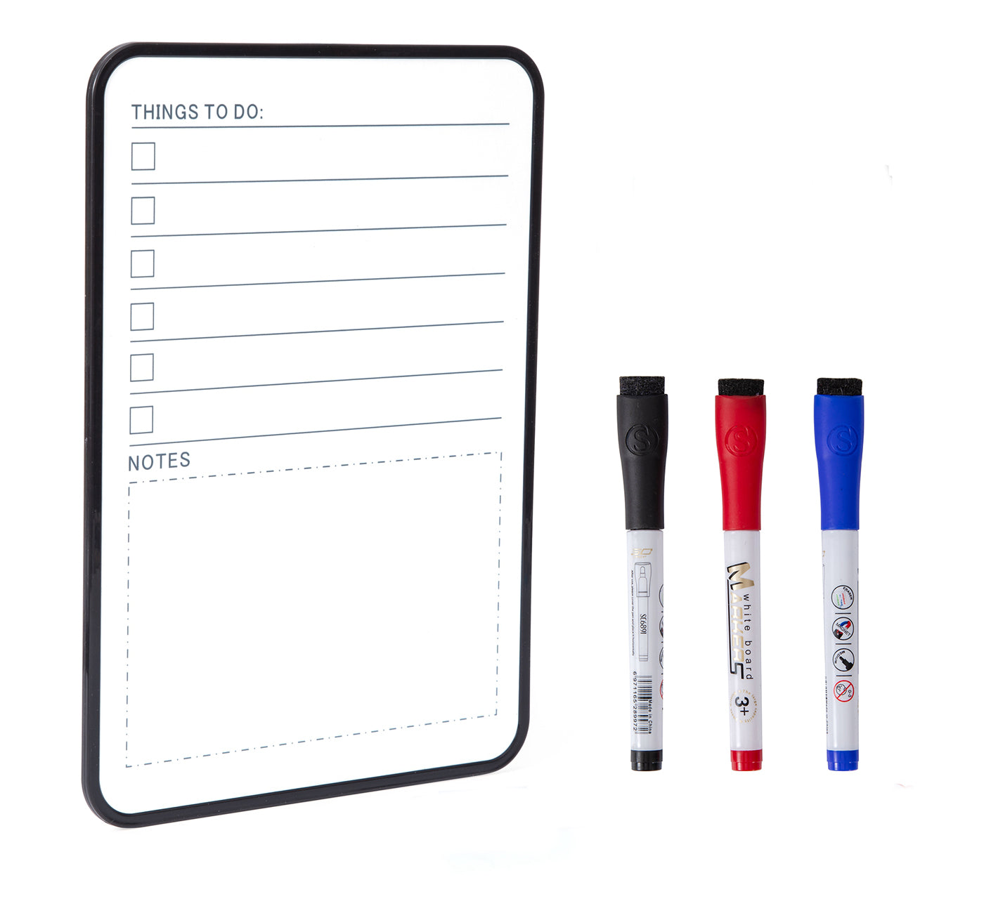 Dry Erase White Board, BOSFINO Double Sided Whiteboard for Home, School, Office, with 3 pcs Dry Erase Marker - A4 Size