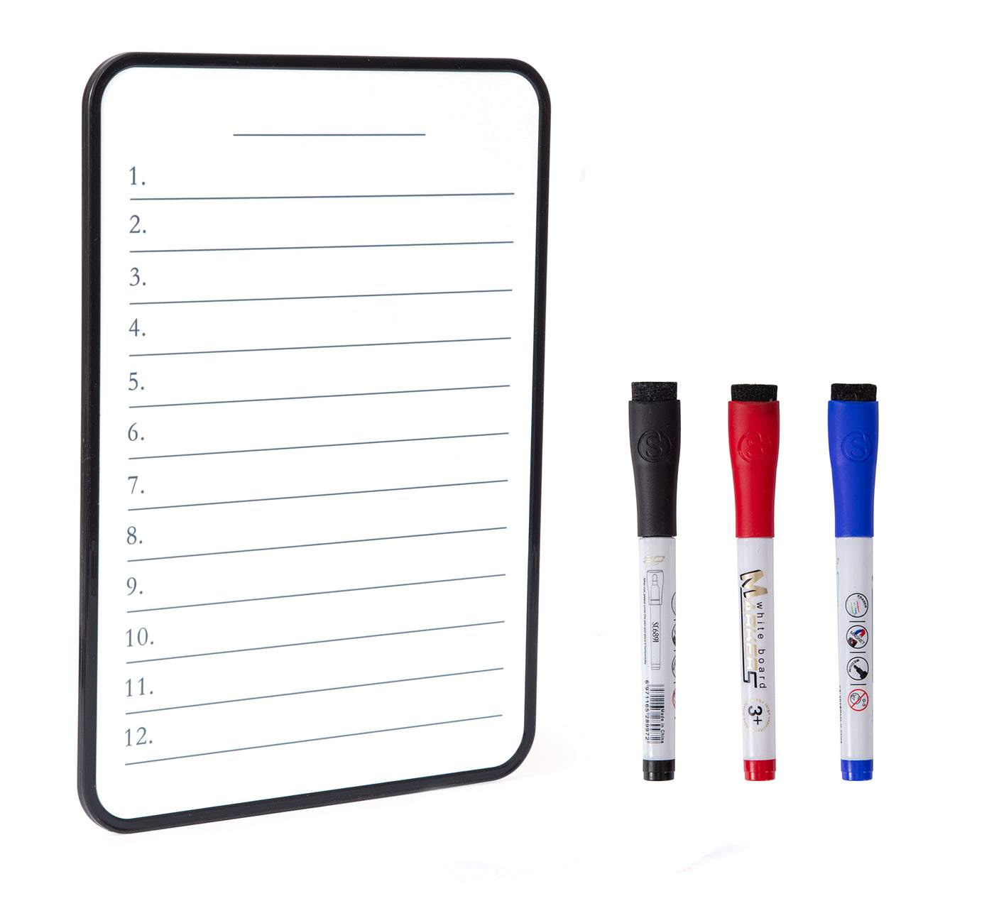 Dry Erase White Board, BOSFINO Double Sided Whiteboard for Home, School, Office, with 3 pcs Dry Erase Marker - A4 Size