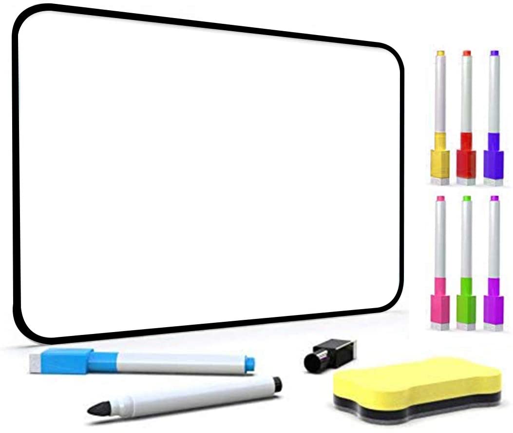 Dry Erase Whiteboard, BOSFINO Double Sided White Board with Dry Erase Pens and Eraser for Children or School, Home, Office, Remote