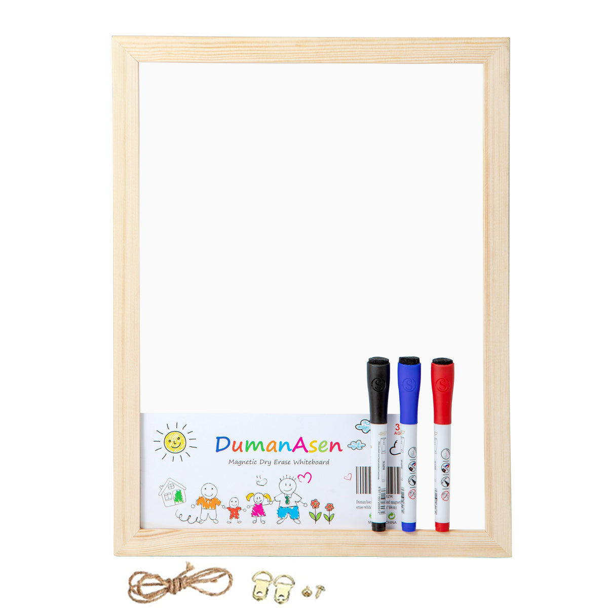 BOSFINO Double Sided Dry Erase Whiteboard (30cm x 40cm, Wooden Frame