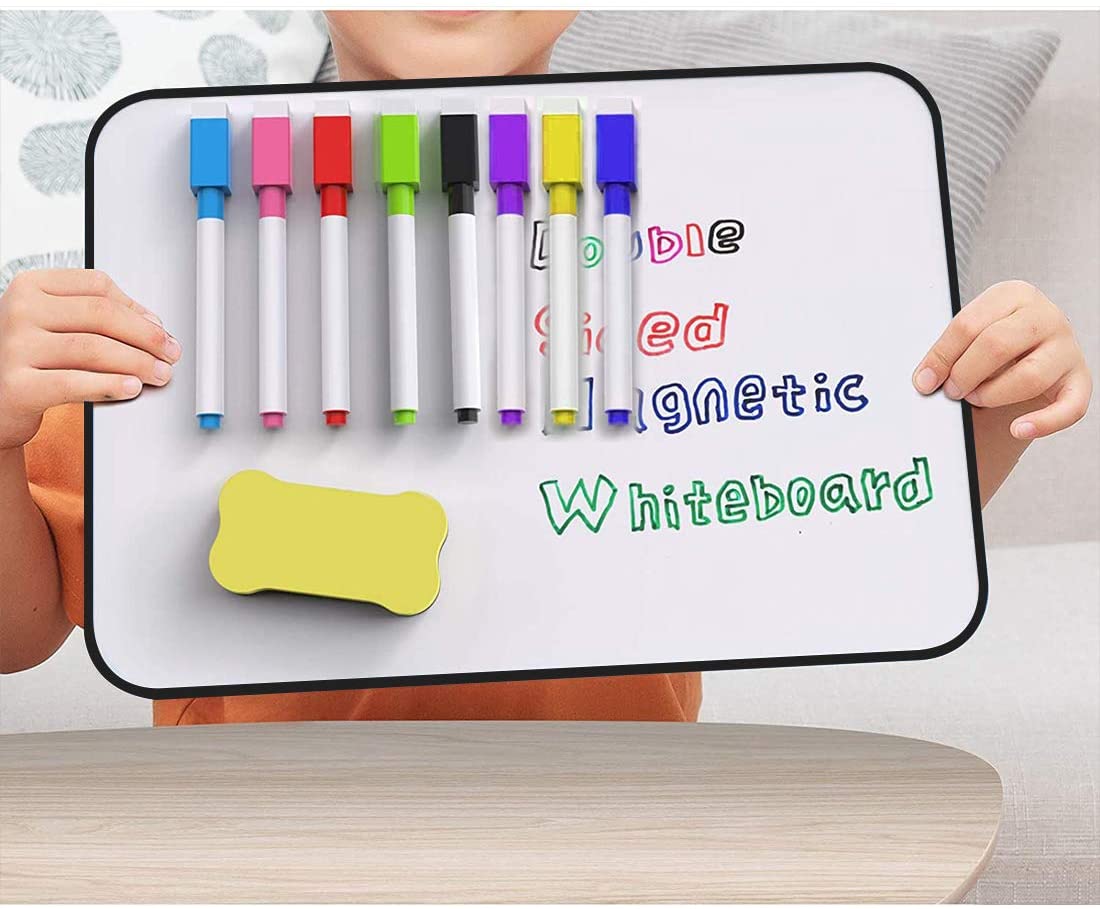 Dry Erase Whiteboard, BOSFINO Double Sided White Board with Dry Erase Pens and Eraser for Children or School, Home, Office, Remote