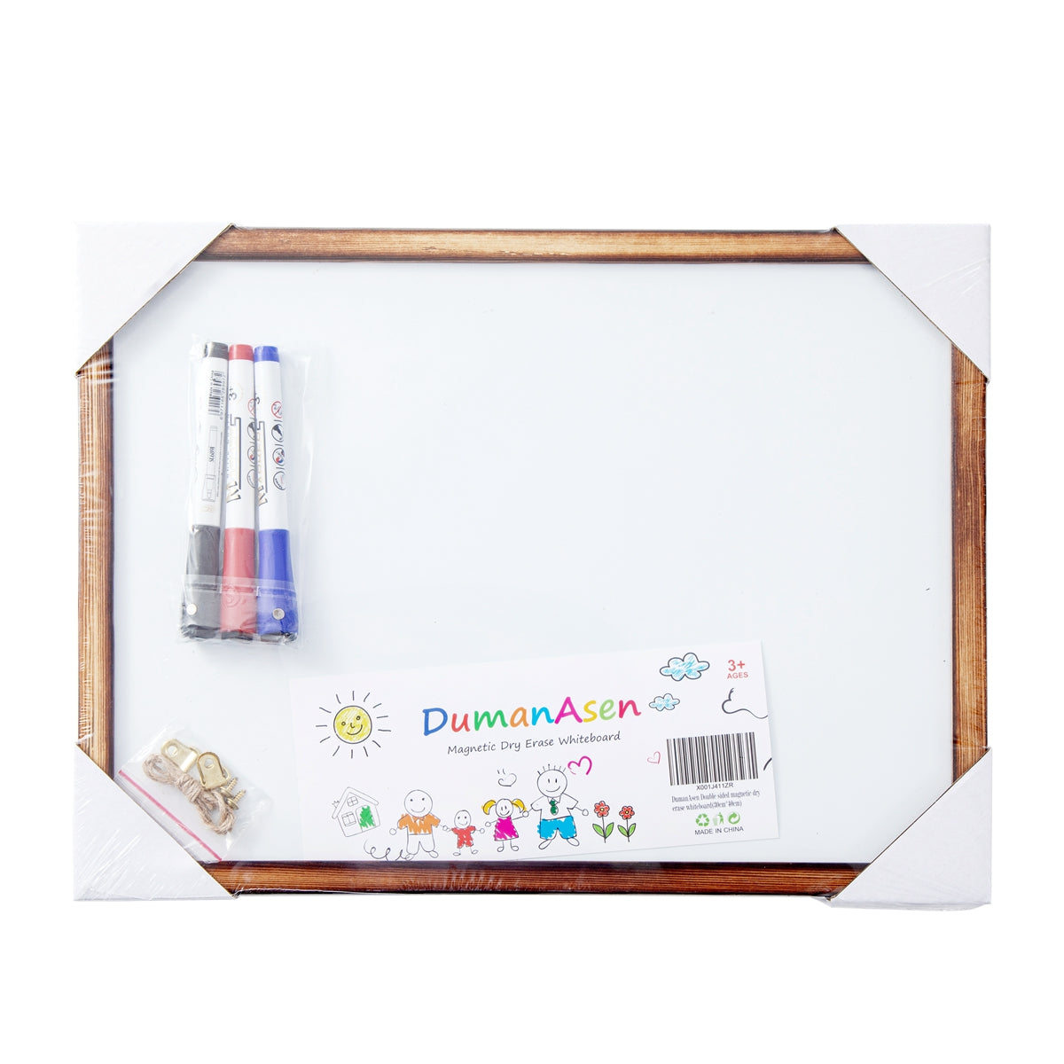 BOSFINO Double Sided Dry Erase Whiteboard (30cm x 40cm, Wooden Frame)